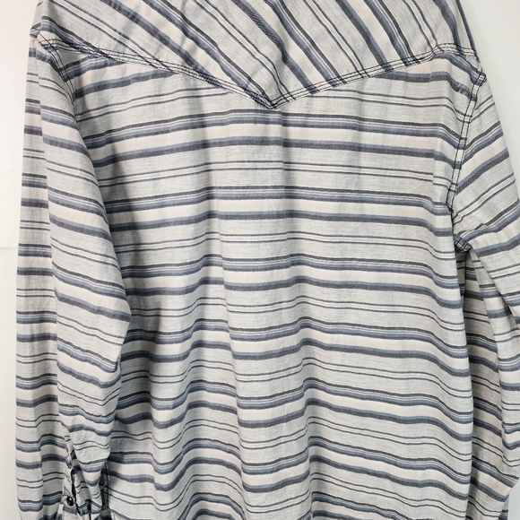 MOONSHINE SPIRIT Striped Western Pearl Snap Shirt Blue White Men’s Large - Picture 3 of 8